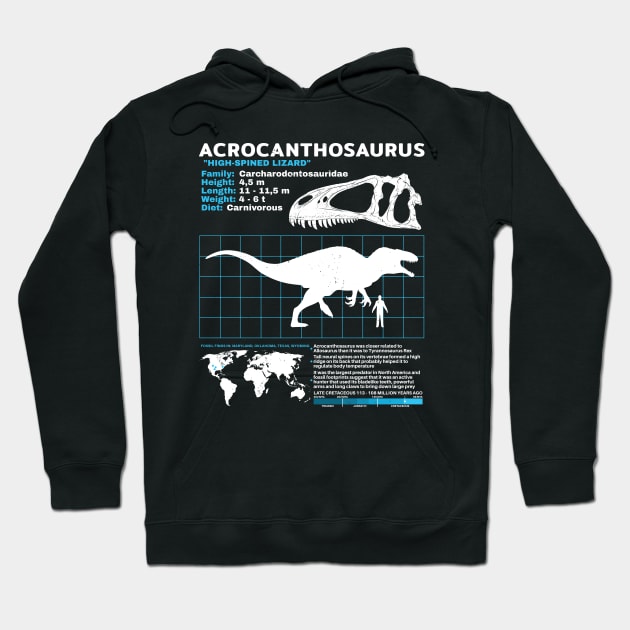 Acrocanthosaurus Fact Sheet Hoodie by NicGrayTees